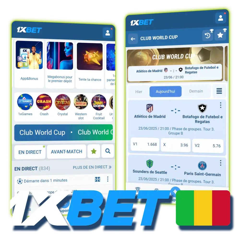Téléchargez l'application officielle iOS ou Android sur 1xBet au Mali.