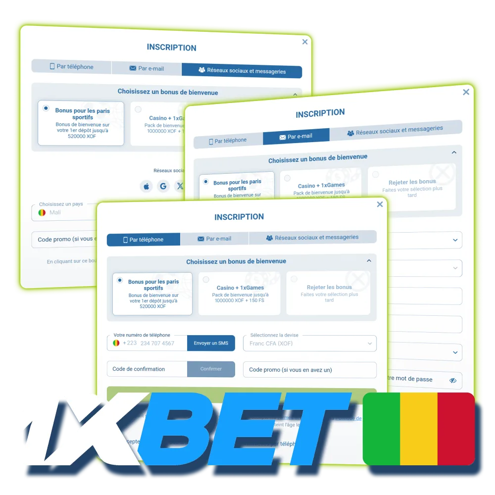 Démarrer un processus de connexion sur 1xBet Mali officiel.