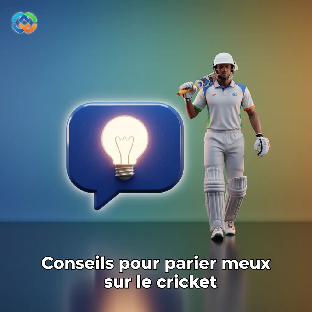 Infographie de conseils pour parier mieux sur le cricket: forme, météo/pitch, formats, bankroll, marchés, outils.
