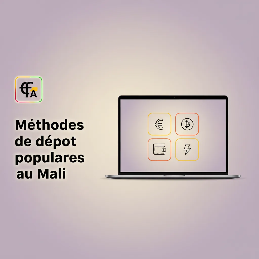 Infographie des méthodes de dépôt au Mali: Orange Money, Wave, Moov Money, cartes Visa/Mastercard, Skrill/Neteller, USDT