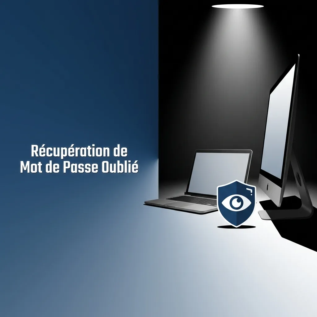 Interface de réinitialisation de mot de passe avec formulaire de connexion et instructions de récupération de compte