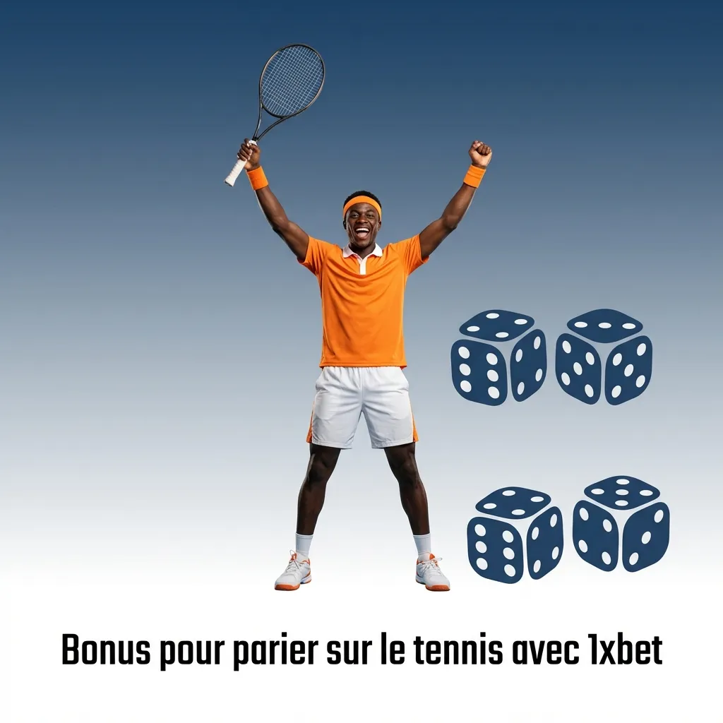 1xbet tennis betting bonus offer showing 130% welcome bonus up to 130,000 FCFA for new users on ATP and WTA tournaments
