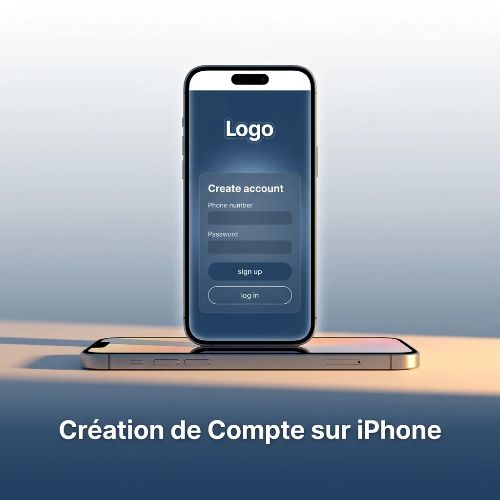 Interface iPhone montrant les étapes d'inscription pour créer un compte joueur.