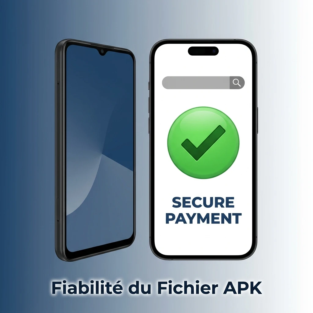 Illustration de la fiabilité du fichier APK 1xbet sécurisant les données et transactions.