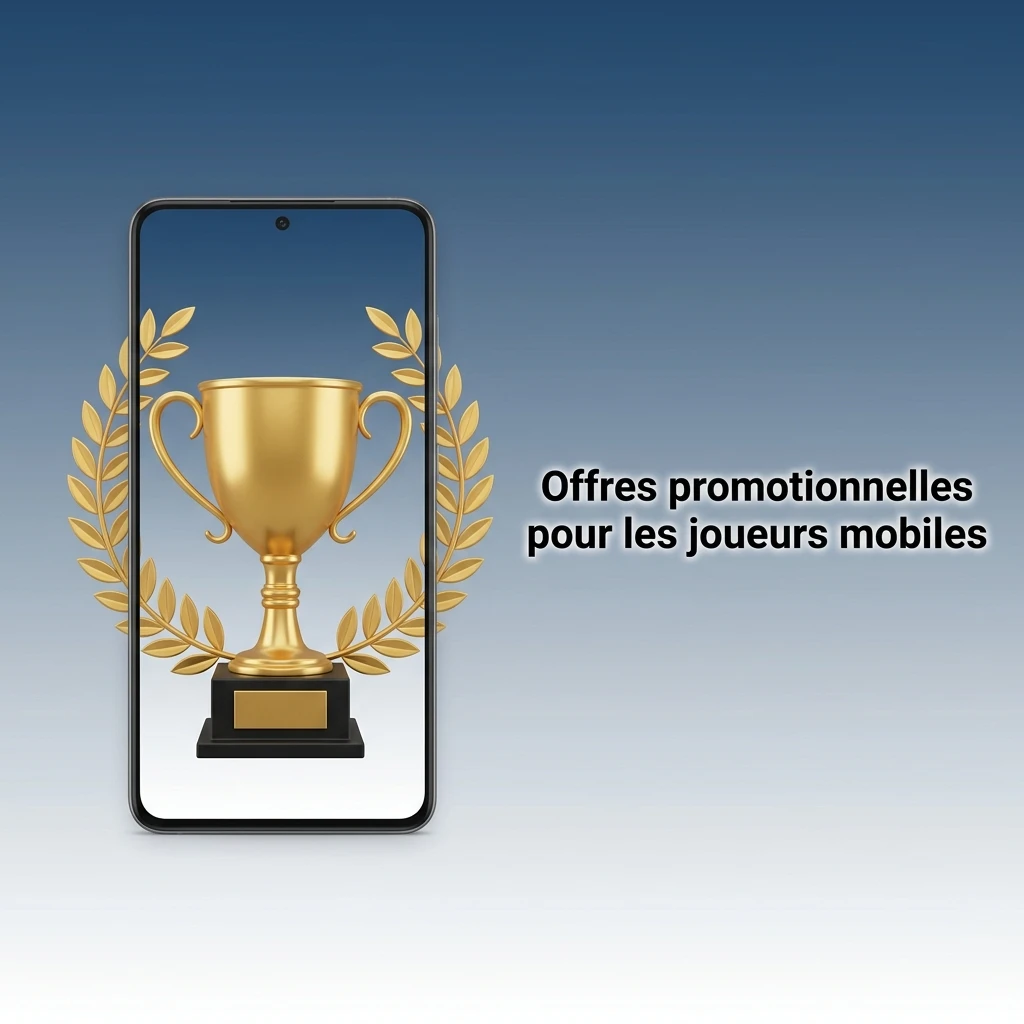 Smartphone affichant des offres promotionnelles et bonus exclusifs pour les paris sportifs et machines à sous.
