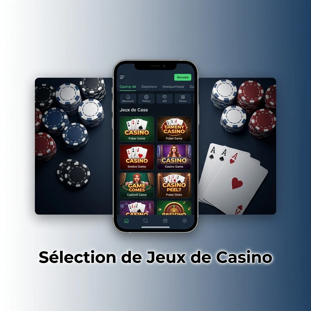 Large sélection de jeux de casino : machines à sous, roulette, blackjack en direct et Aviator.