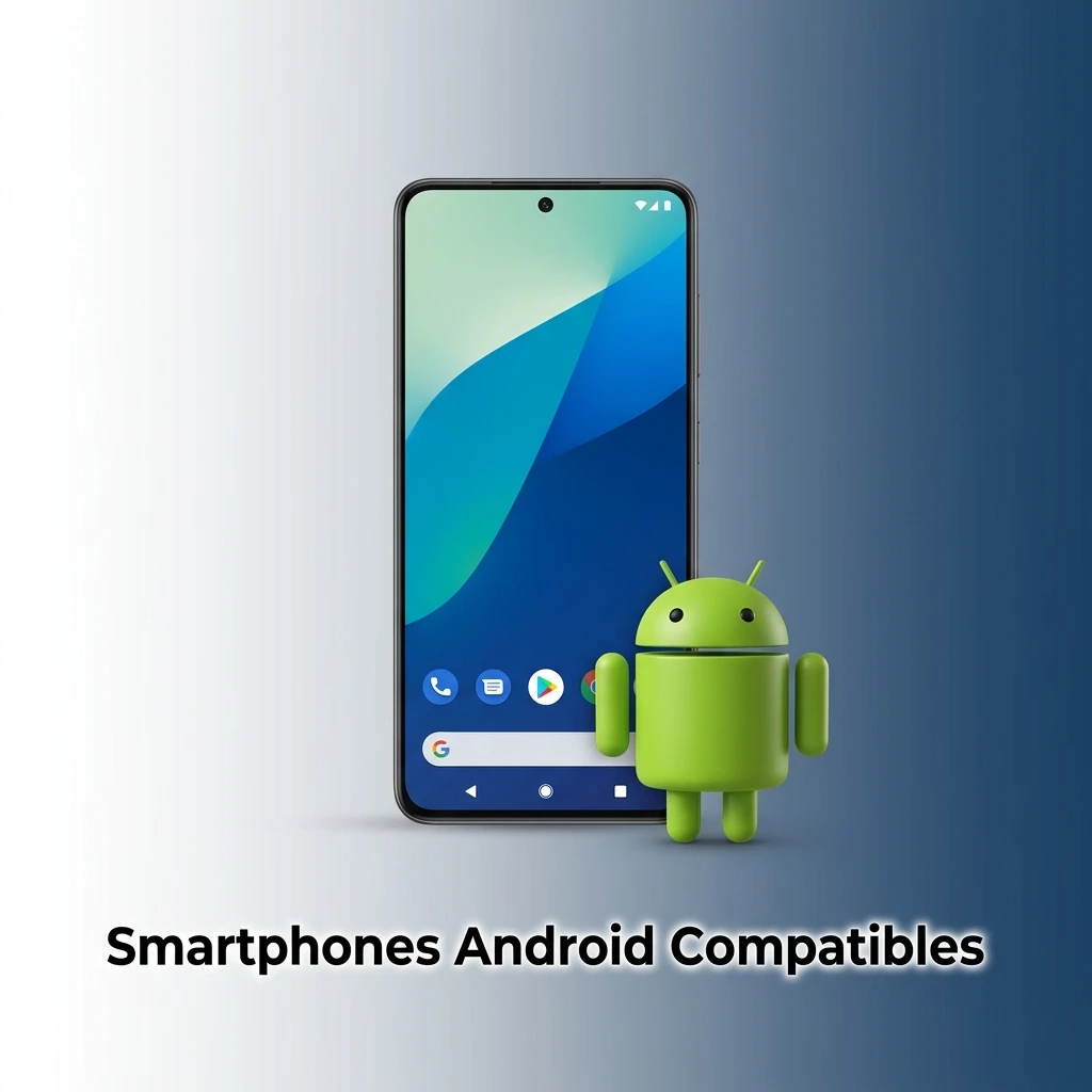Smartphones Android populaires et compatibles au Mali tels que Samsung, Xiaomi et Tecno.