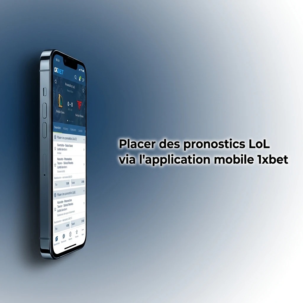Interface de l'application mobile 1xbet pour placer des pronostics League of Legends au Mali.